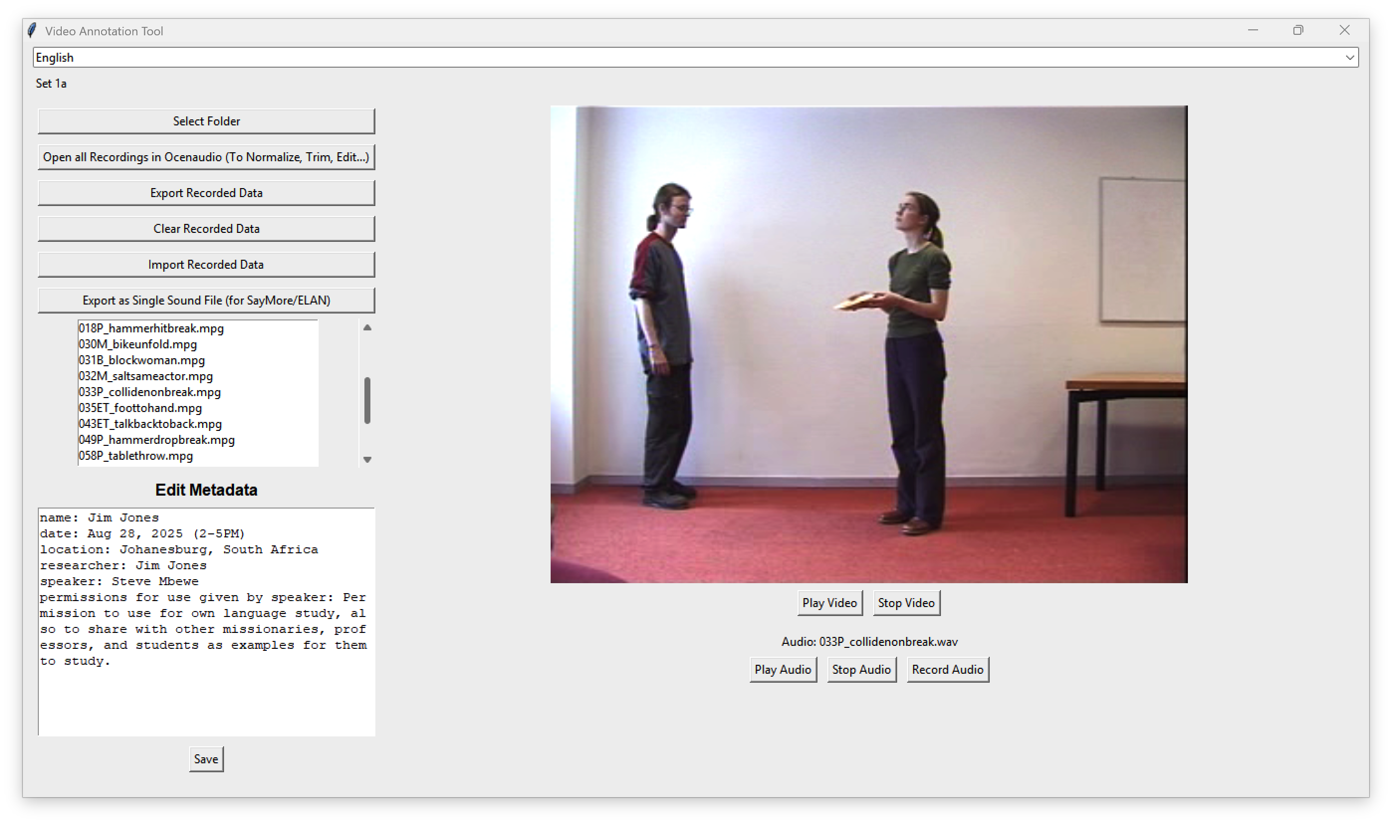 Video Annotation Tool main window